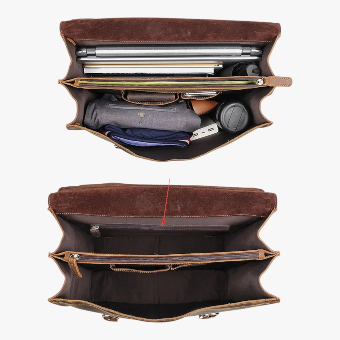 Cartable cuir Sten - Intérieur compartiments