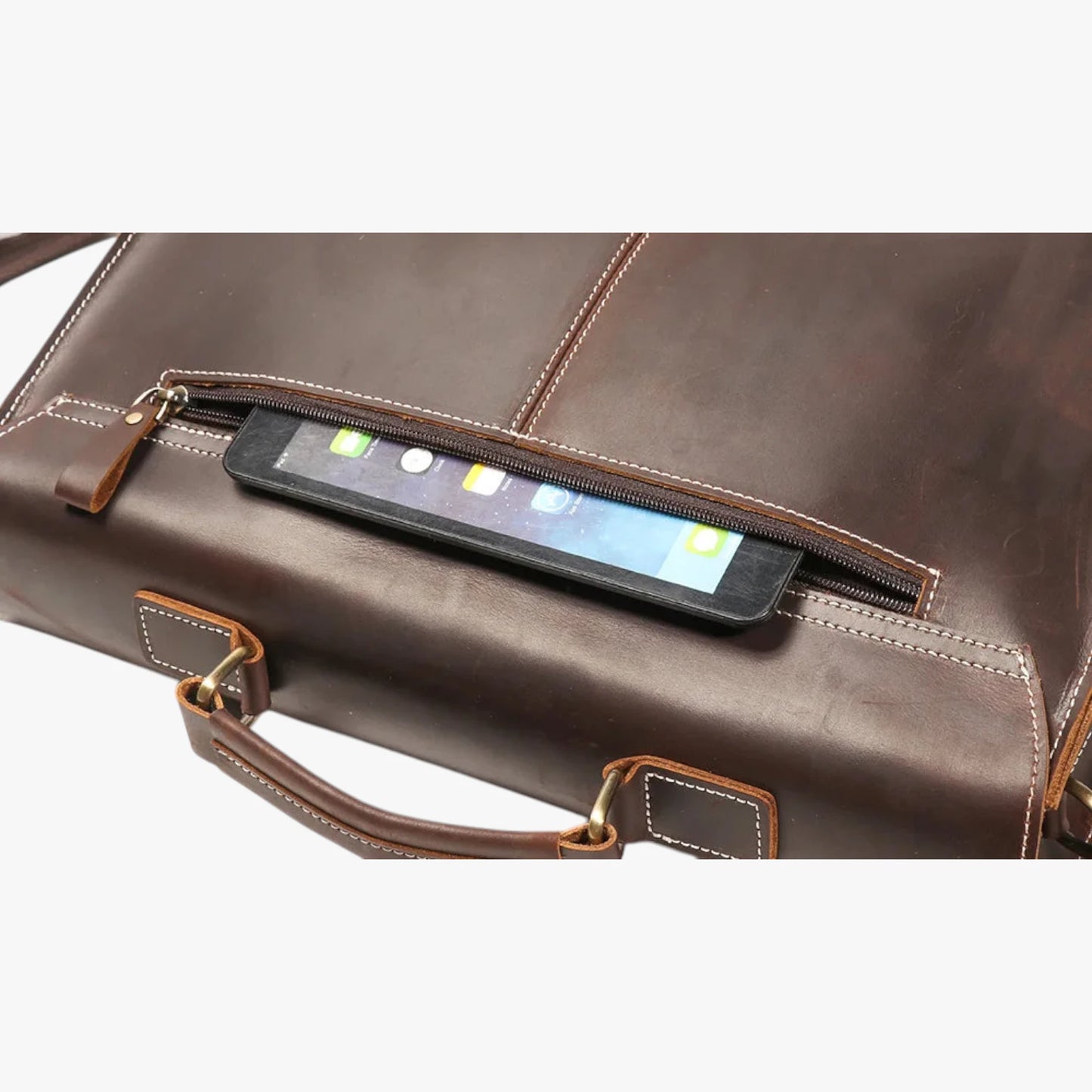 Cartable cuir Birk - Vue d'ensemble avec accessoires