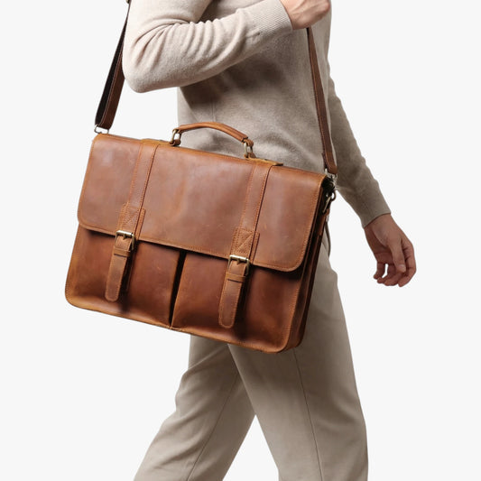 Cartable cuir Lars - Porté en bandoulière