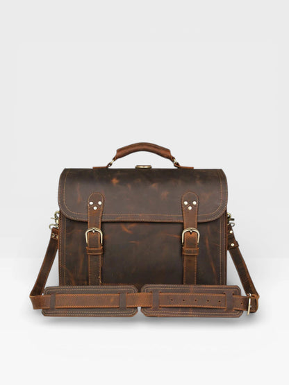 Cartable cuir Sten - Brun Foncé - Vue de face