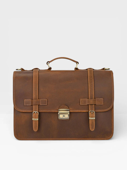 Cartable cuir Sigurd - marron vue de face